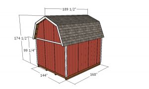 12x14 Gambrel Shed Plans - overall dimensions