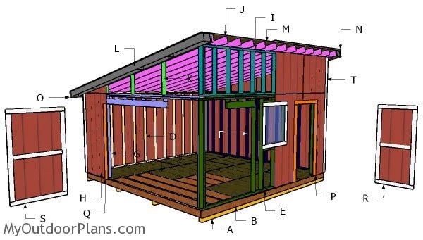 16x16 Lean To Shed Roof Plans | MyOutdoorPlans | Free ... wall stud diagram 