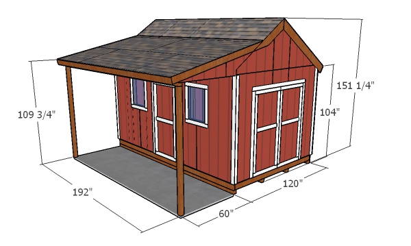 10x16 shed with porch - overall dimensions
