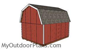 16x20 Gambrel Shed Plans - Back view