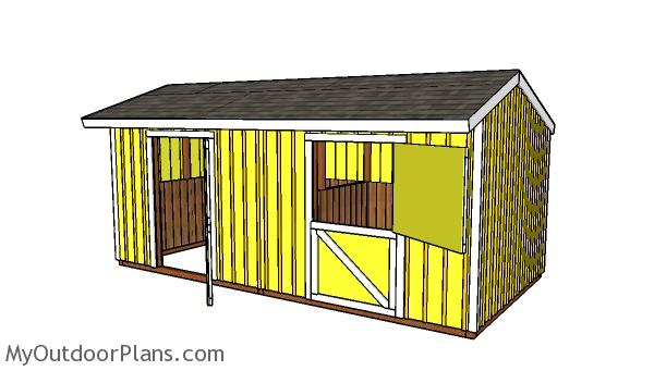 10×20 2 Stall Horse Barn Plans