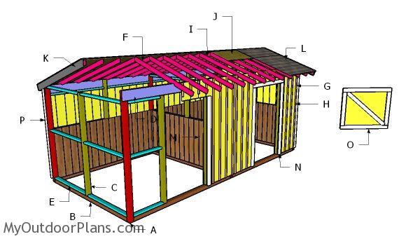 10x20 2 Stall Horse Barn Roof Plans | MyOutdoorPlans 
