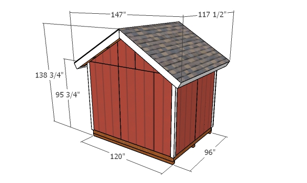 10x8 Gable Shed Plans - overall dimensions