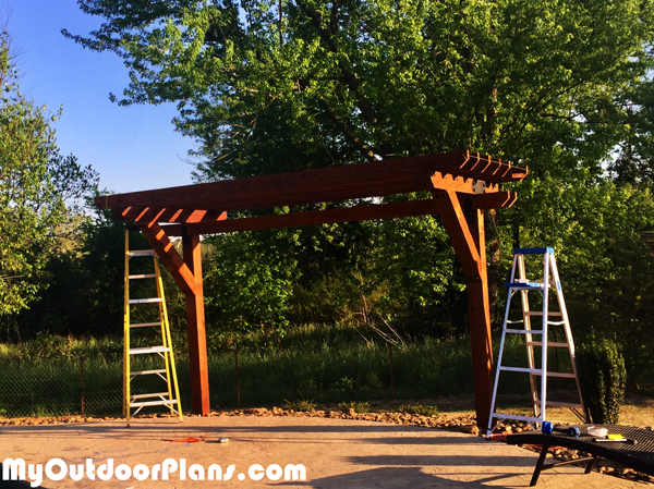 DIY 2 Post Cedar Pergola | MyOutdoorPlans | Free 