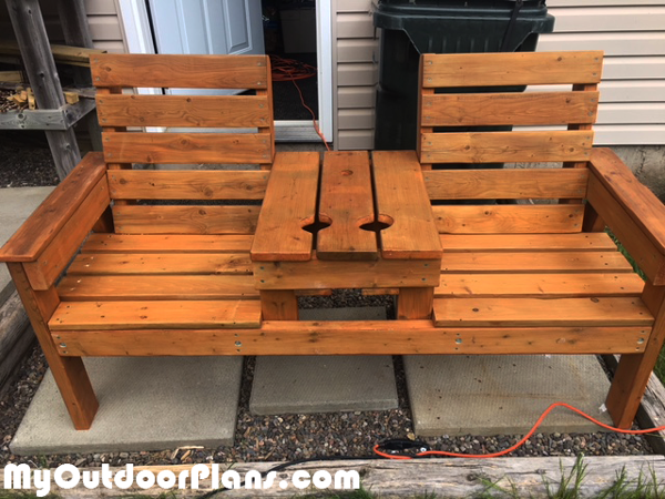 DIY Rustic Double Chair Bench MyOutdoorPlans Free 