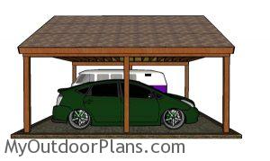 2 car Gable Carport Plans - side view