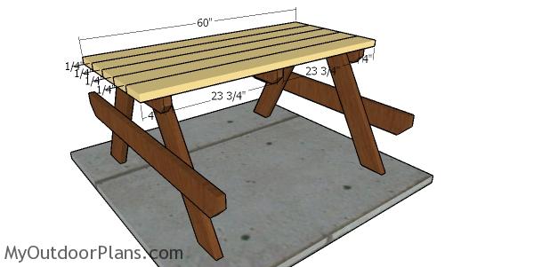 5 Foot Picnic Table Plans, What Is The Standard Size Of A Picnic Table