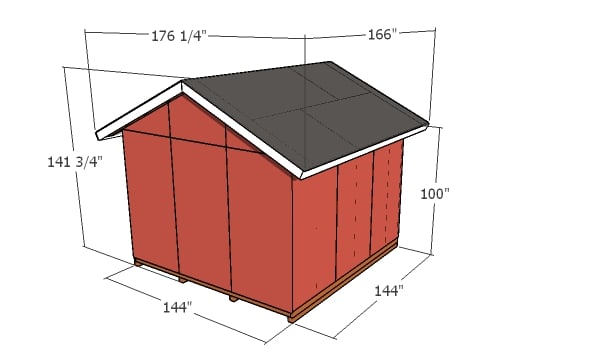 12x12 Shed Plans - overall dimensions