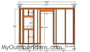 Side wall with door frame - Shed 12x12