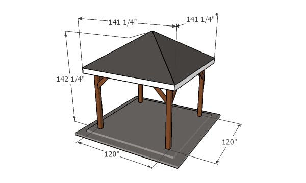10x10 Gazebo Plans - dimensions