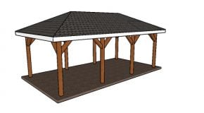 1 Car Carport with Hip Roof Plans