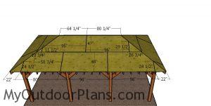 Front and back roof sheets - carport with hip roof