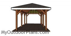 One car carport with a hip roof - Free DIY Plans