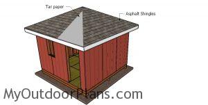 Fitting the roofing - 12x12 shed with hip roof