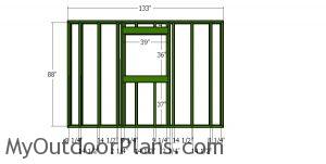Side wall with window frame - 12x12 diy shed plans
