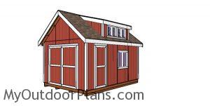 12x16 Storage Shed with Dormer Plans
