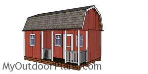 12x20 Barn Shed with Side Porch - Free DIY Plans