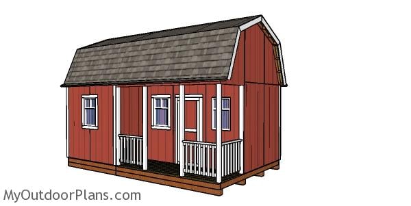 12×20 Barn Shed with Side Porch – Free DIY Plans