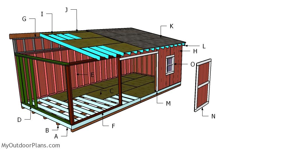 12×24 Lean to Shed Roof Plans