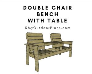 Double chair bench with table