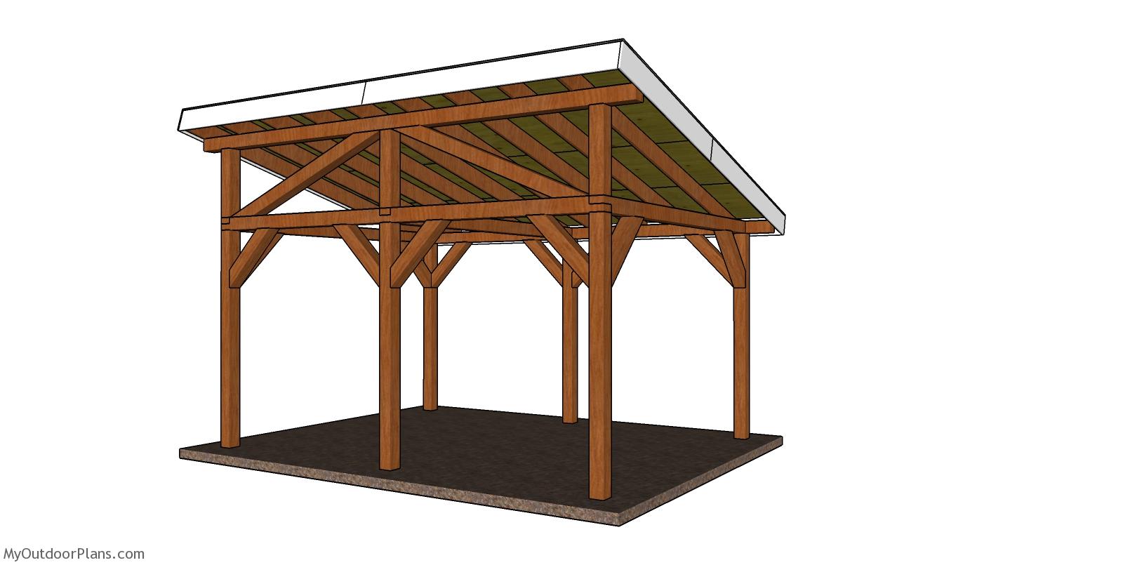 12×16 lean to pavilion plans – back view myoutdoorplans