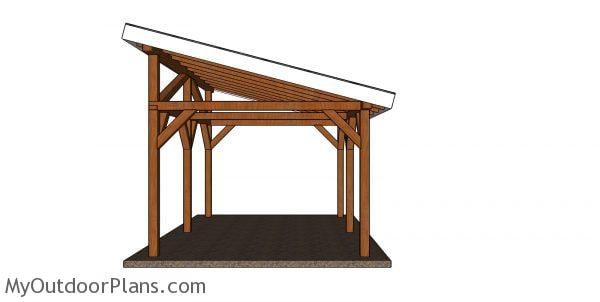 12x16 Lean to pavilion plans - side view