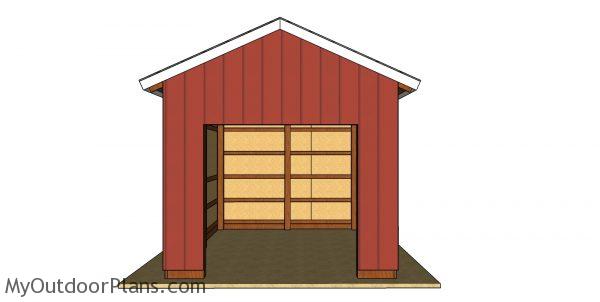 12x16 Pole Barn Plans - front view