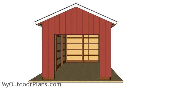 12x24 Pole Barn Plans - front view