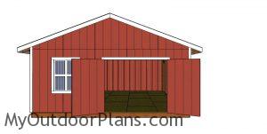 20x24 Shed Plans - front view