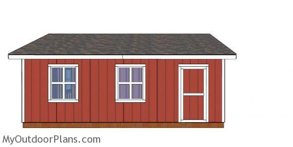 20x24 Shed Plans - side view