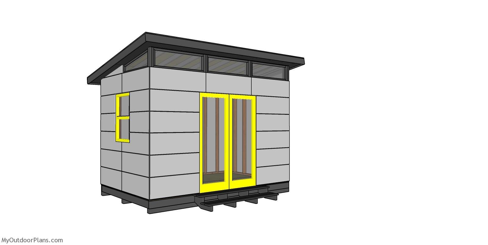 8x12 Modern Office Shed Plans - Free PDF Download