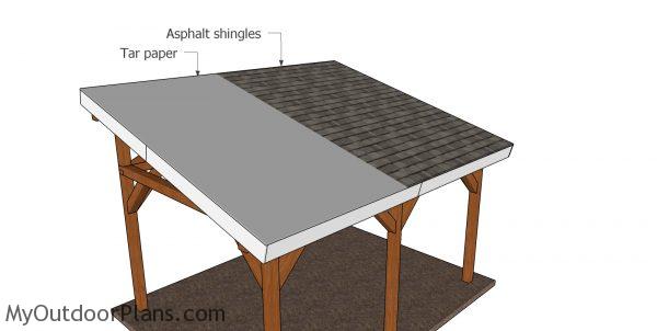 Fitting the roofing - 12x16 pavilion