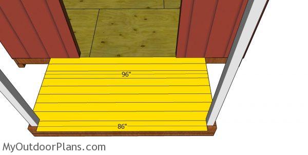 Shed porch decking boards