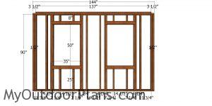 Side wall with window frame - she shed plans