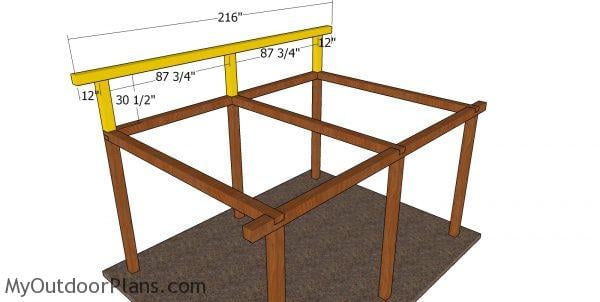Top back wall frame - 12x16 lean to pavilion