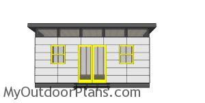 10x20 Lean to Shed Plans - front view