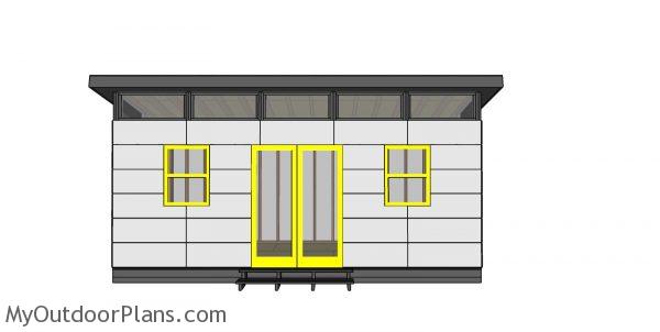 10x20 Lean to Shed Plans - front view