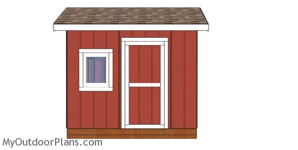 8x10 saltbox shed plans - front view
