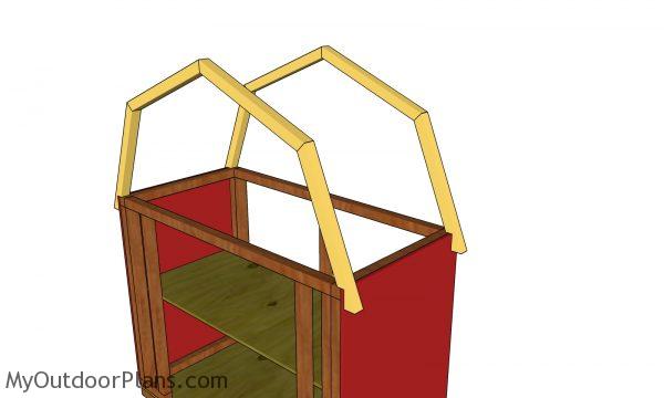 Fitting the trusses - barn shaped veg display box