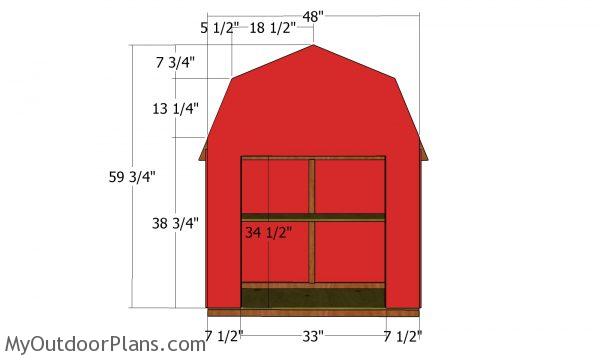 Front wall panel - barn shaped veggie display box