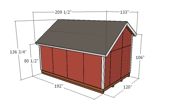 10x16 saltbox shed plans overall dimensions