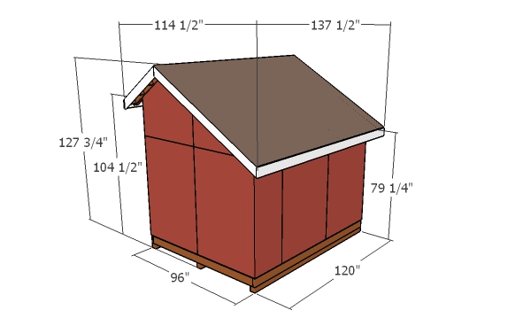 8x10 saltbox shed plans - overall dimensions