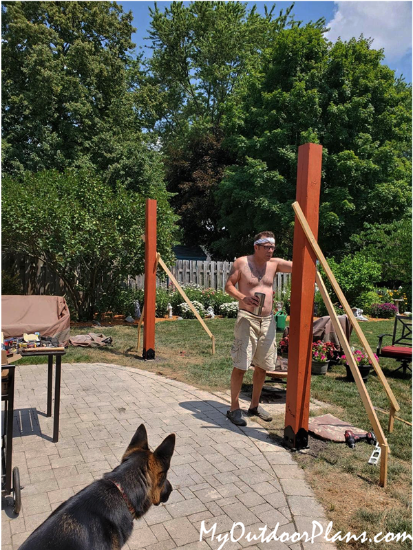 Installing-the-posts-for-the-garden-pergola