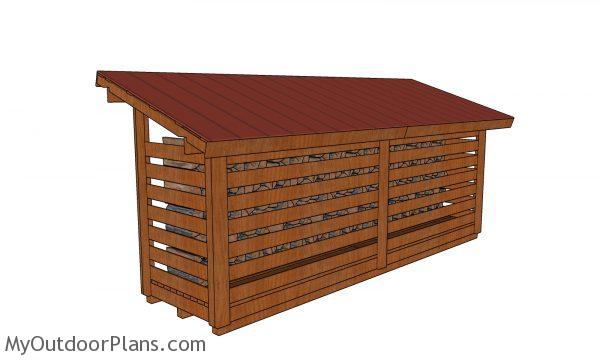 4x16 firewood shed plans - back view