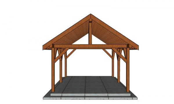 14x18 Gable Pavilion Plans front view