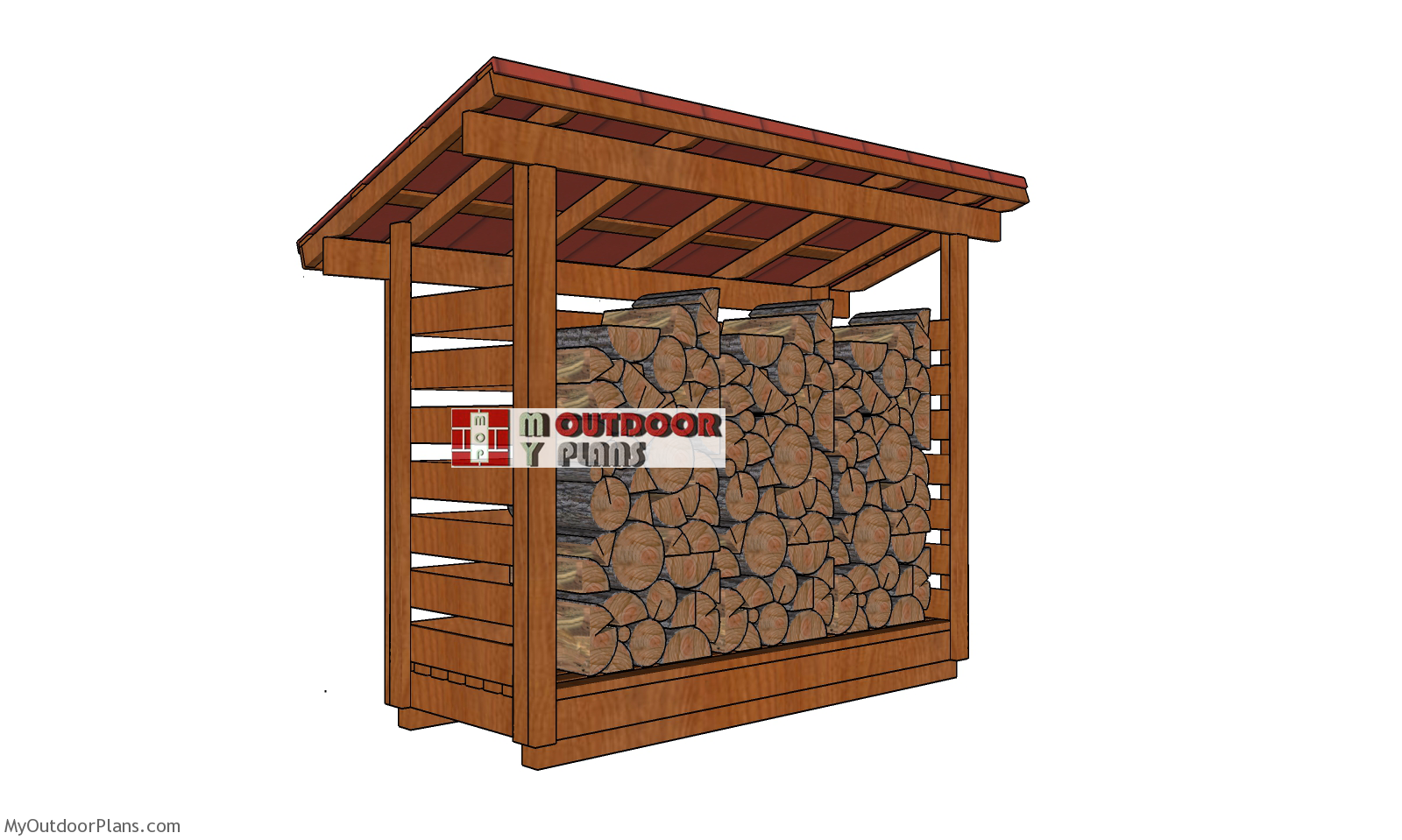 1 Cord 3×10 Firewood Shed Plans