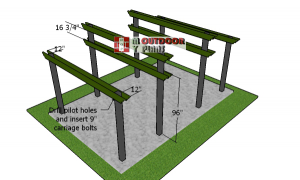Fitting-the-support-beams---12x20-pergola