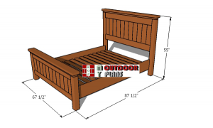 Queen-size-bed-plans---overall-dimensions