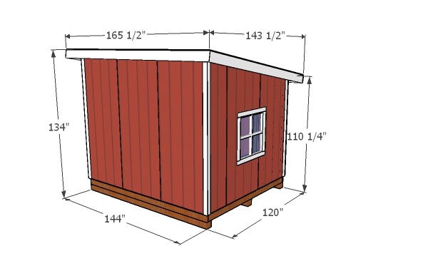 10x12 Lean to shed - overall dimensions
