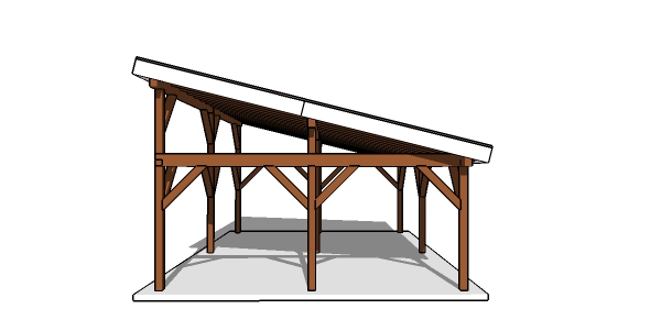 20x30 Lean to Pavilion Plans - side view